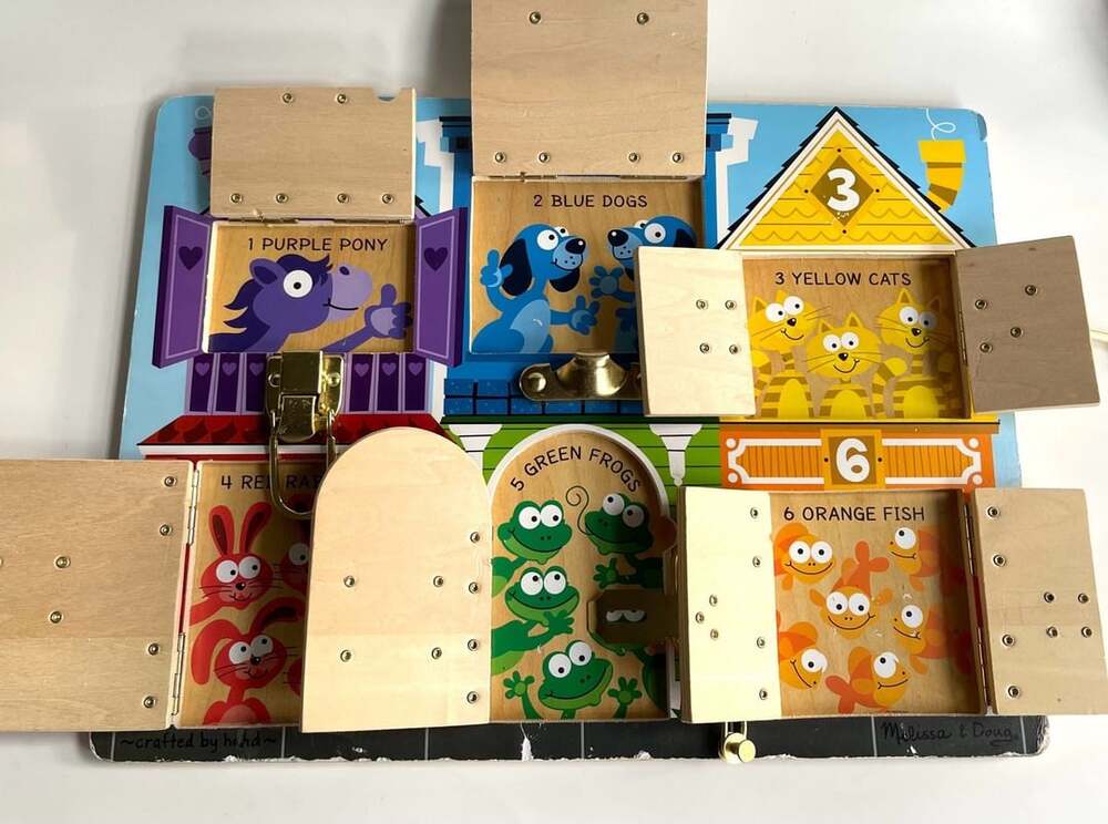 Melissa & Doug Wooden Latches Board Sensory Activity Toy